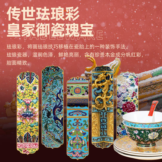 轻奢珐琅彩骨瓷餐具（黄色） 商品图1