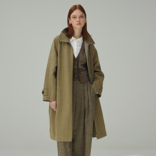 谜底大廓形长风衣女2025秋新品通勤时尚质感挺阔H型翻领253ME1051 商品图1