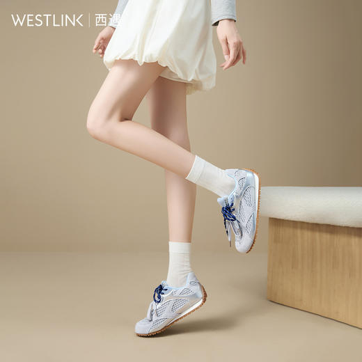 【限时秒杀】西遇德训鞋女新款秋季复古拼色网面休闲鞋丑萌圆头平底运动鞋V1656985 商品图3