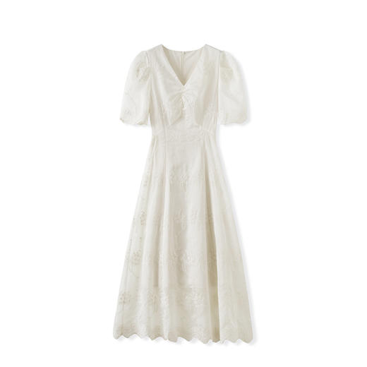 「高货wl」全新升级【铂金会员330/天猫439/差价109】(65749)洛诗琳氛围感度假风天丝连衣裙2025夏季刺绣V领仙气长裙 商品图4