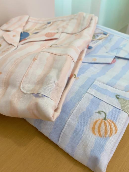 松植屋夏季女款丰收季全棉水洗短袖中裤套装100%纯棉双层纱睡衣家居服 商品图2