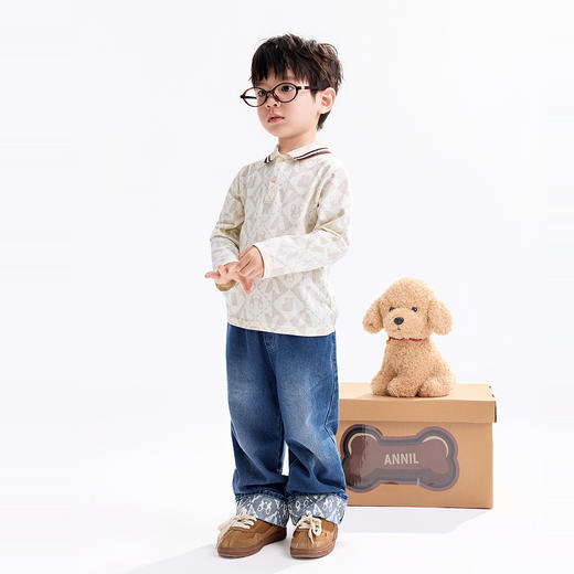 【实体店同款】男女童全腰梭织牛仔长裤秋季新款安奈儿童装XM536130 商品图5