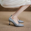 【预售5天】头层牛皮尖头浅口单鞋女细跟春秋新款编织带高跟女鞋FDME&FD9221 商品缩略图1