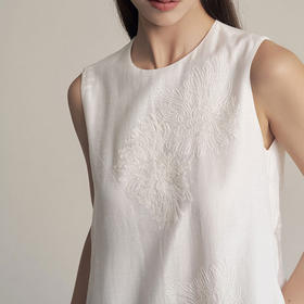 万针刺绣亚麻醋酸背心裙 | 3万针水溶绣花立体工艺，婉约素雅，自带清冷气质