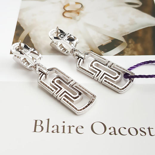 【95新】BVLGARI宝格丽18K白金满钻PARENTESI回形针耳环约42*11.1mm女士现售价：54300！240725NJS15 商品图5