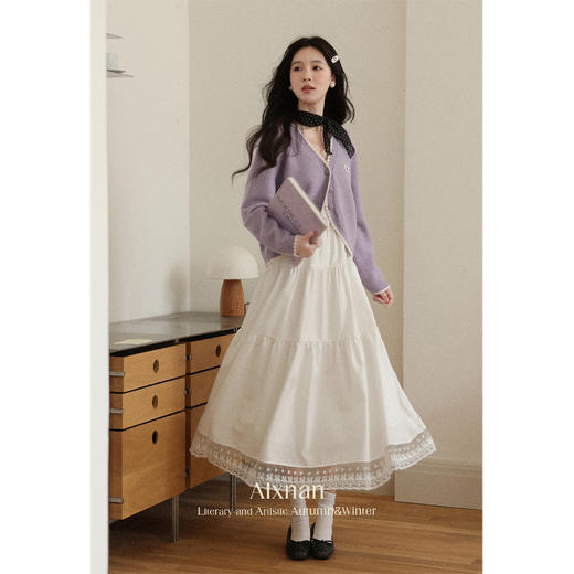 鹿向南「芋芋奶霜」法式紫色针织衫女秋宽松显瘦外搭长袖开衫上衣 商品图1