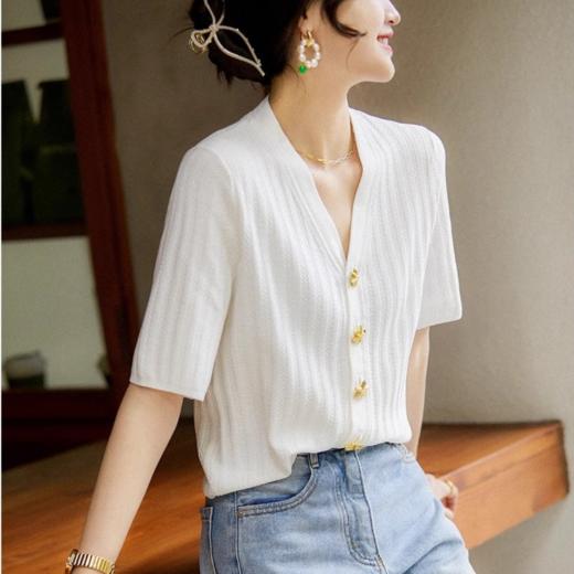 法式海星扣v领针织开衫｜高弹不变形、穿上自带贵气感 商品图0