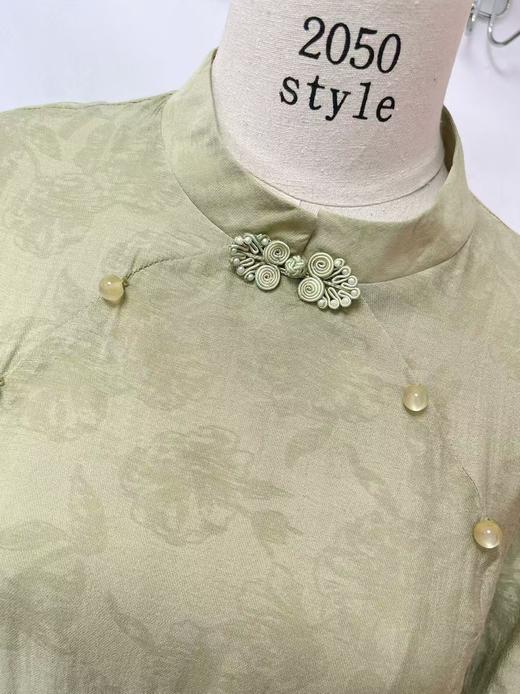 七夕福利-NO退【MYBL】（微瑕）8893暗纹泡泡袖新中式暗纹连衣裙-喜出 商品图3