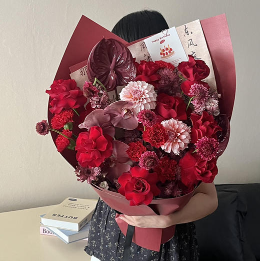 《福气桃桃》高原红奶油桃子松虫草花束 商品图0