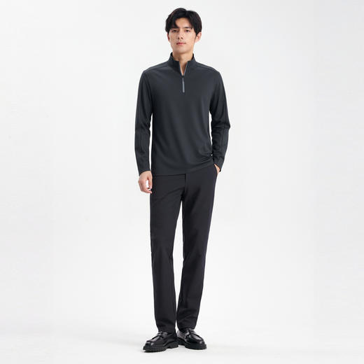 【含绵羊毛】圣得西男士长袖T恤2025年秋季半拉链拼接落肩立领T恤 商品图14