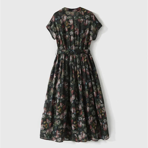 玫瑰印花苎麻连衣裙，馥郁色彩交织，复古优雅又慵懒【G】 商品图5