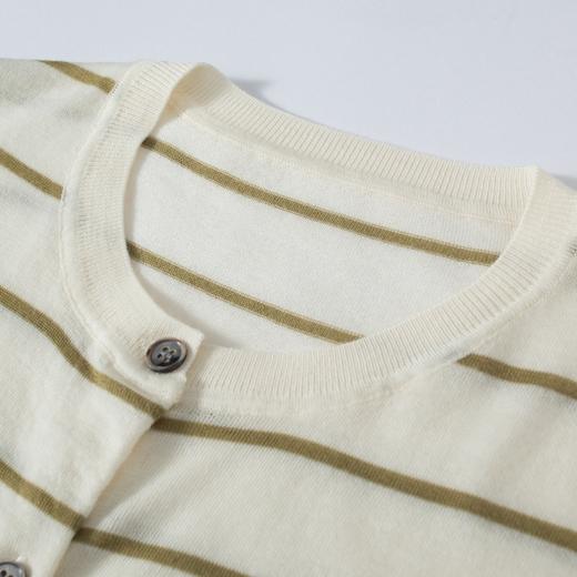 馥迦60支澳洲精纺羊毛小香风条纹开衫 商品图3