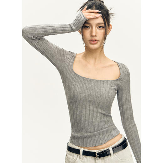 Ariseism  美式复古三色粗坑条打底长袖t恤女2025春季新款上衣 商品图2