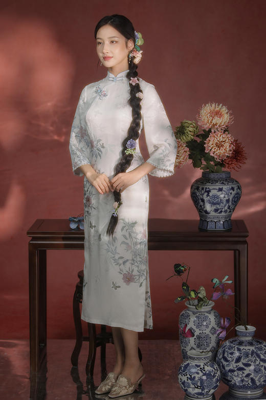 逸红颜明月优选「竹芍」云裳花影 · 竹枝芍药 新中式改良旗袍 清冷竹花神~ 商品图11