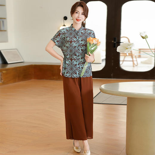 【预售3天】PY 2025新款复古短袖T恤＋阔腿裤两件套 &25666 商品图1