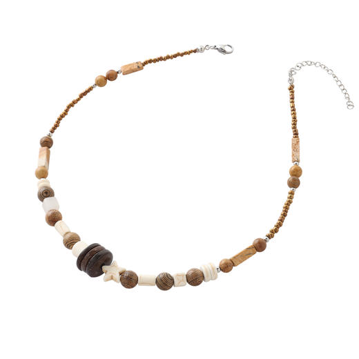 【波西米亚】三彩2025新款游牧风椰壳木石项链串珠锁骨链个性女 商品图4