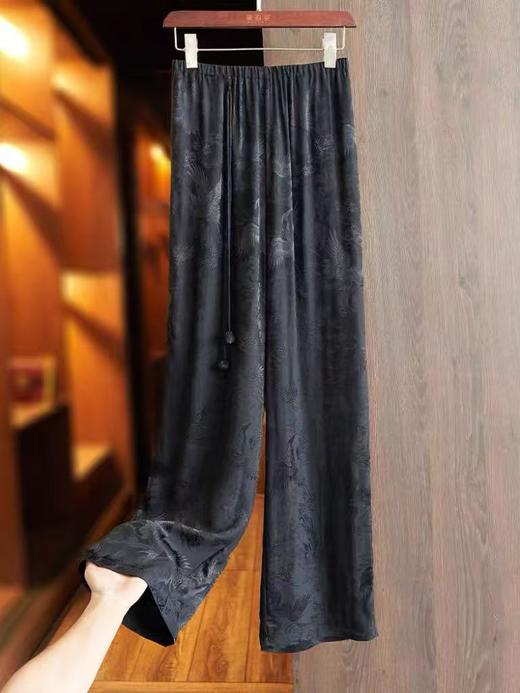 【MYBL】7910新中式提花光泽顺滑垂感休闲裤-喜出 商品图1