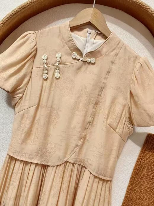 中秋大力度清仓~（不支持退）-NO退【MYBL】法式盘扣暗纹假两件长裙连衣裙-喜出 商品图3