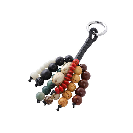 三彩2025新款菩提籽串珠挂件皮绳包包挂饰满愿种子国风小众钥匙扣 商品图1