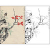 谢稚柳花鸟工笔画白描底稿《红叶珍禽》四尺三开临摹勾线高清打印稿XZ02 商品缩略图0