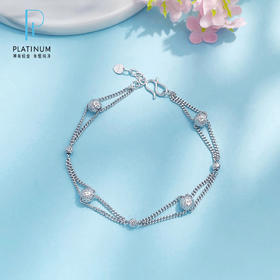 【限时8.8折】【线上铂金馆】PT950 【国际铂金协会 精品】铂金调节车花米珠双排手链(ACPTSL00036)预售产品下单后不退款不退货不换货不补差价)