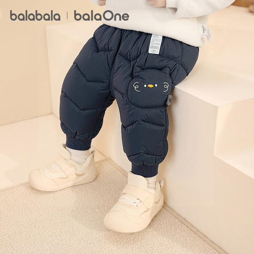巴拉巴拉balaOne宝宝羽绒裤男童女童高腰保暖裤厚2025冬长裤三防 商品图0