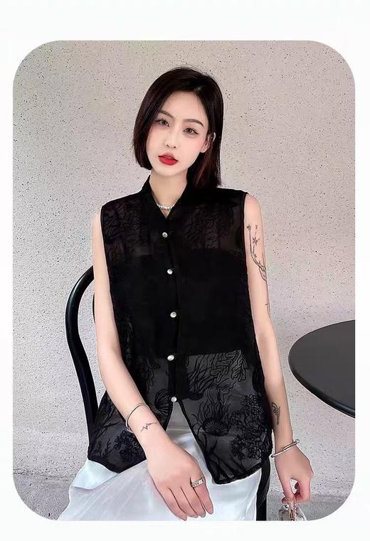 【MYBL】（手绘海底世界）8866中国精品刺绣设计感盘扣马甲-喜出 商品图0