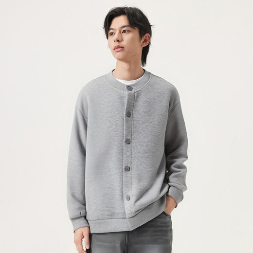 gxg.jeans男装 浅灰色纯色基础宽松开襟卫衣外套男 25年秋季热卖 商品图2