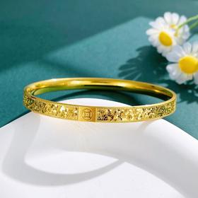 【限时克减150元】足金999.9 #超轻 #CNC #碎碎冰 精品空心铜钱图案固口手镯（面宽约5.4-5.8mm，厚约2.1mm）(AISZ00697-2)预售产品下单后不退款不退货不换货不补差价