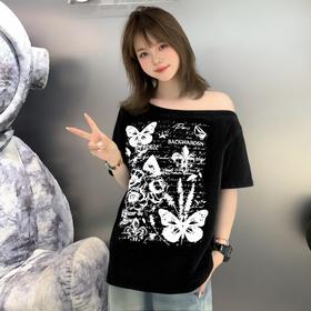 NC大领子印花针织上衣（黑）A夏季252011270321