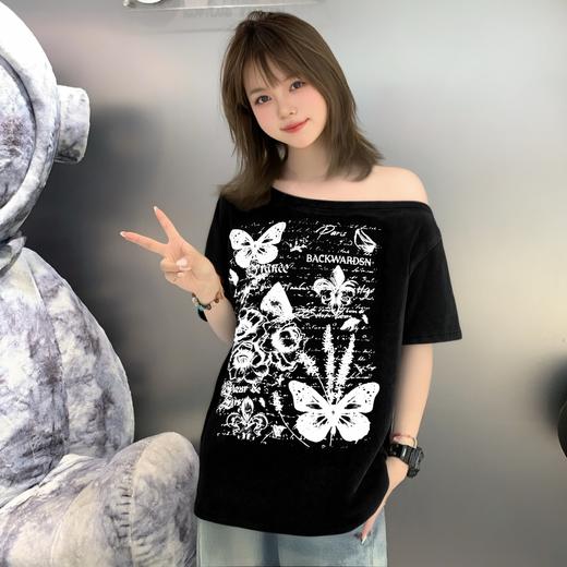 NC大领子印花针织上衣（黑）A夏季252011270321 商品图0