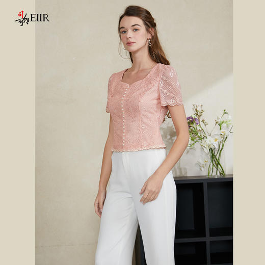 司歌蕾丝短袖收腰上衣T911016x 商品图1