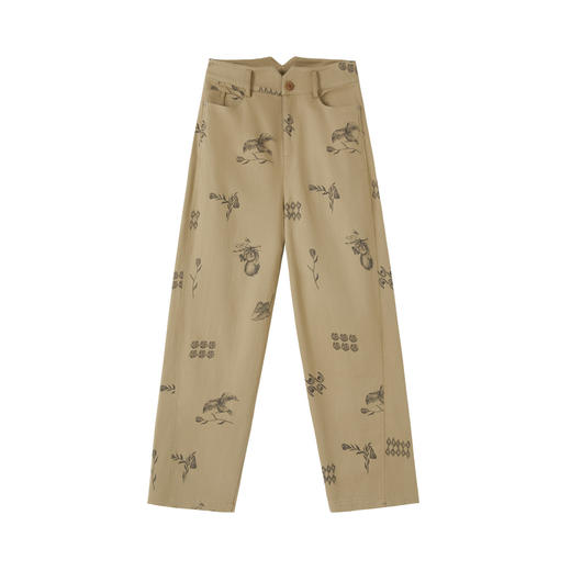 谜底萝卜裤女2025秋季新品棉弹亲肤手绘印花休闲九分裤253MK1178 商品图4