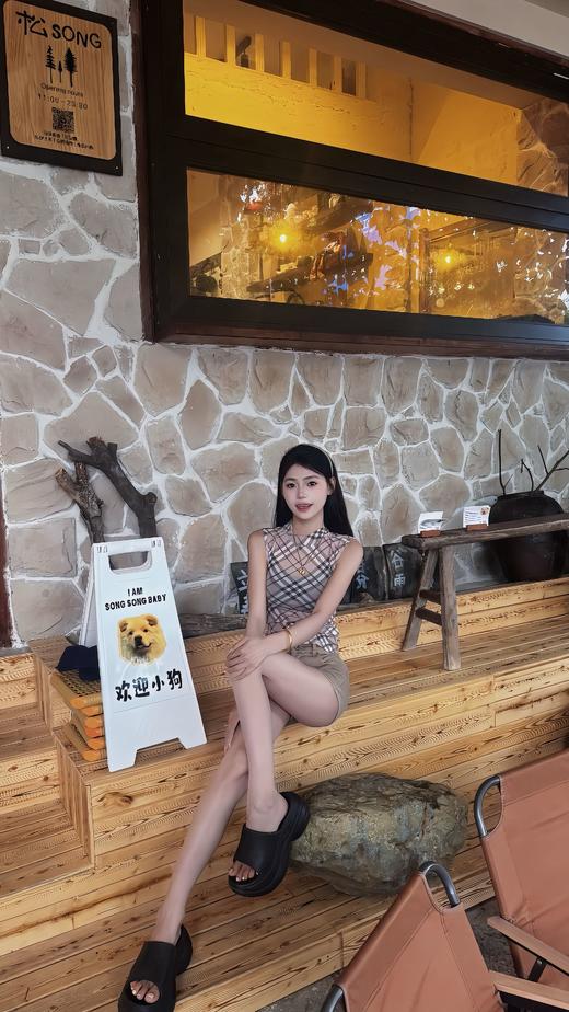 【GZ】无忧购经典格纹半高领无袖高透轻薄上衣8135短袖/8136无袖（截单后3-5天发货) 商品图7