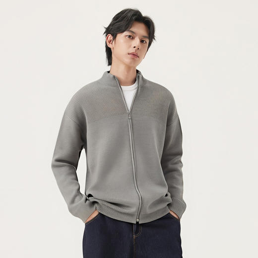 gxg.jeans男装  肌理拼接设计时尚开襟拉链毛衣线衫外套 25秋热卖 商品图2