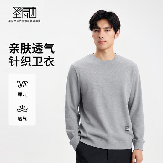 【含棉】圣得西2025年秋季新款男士休闲百搭亲肤透气圆领针织卫衣 商品图0
