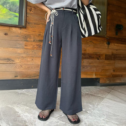 茱莉缇JURLIEDI  江南水乡国风亚麻腰带串珠阔腿裤  休闲舒适 松弛百搭 商品图2