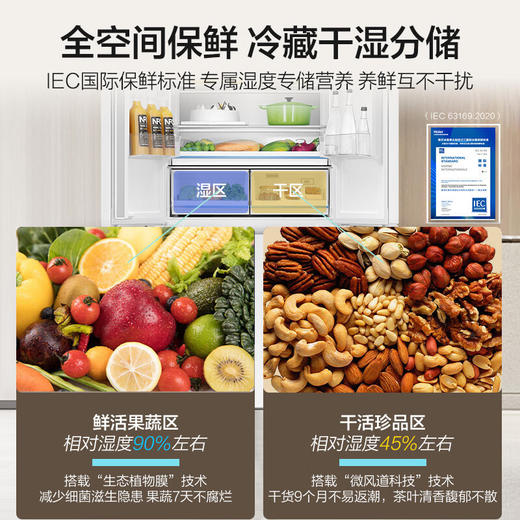 海尔（Haier）506升全空间保鲜十字多门四门电冰箱家用风冷无霜一级能效BCD-506WGHTD14GYU1(白) 商品图3