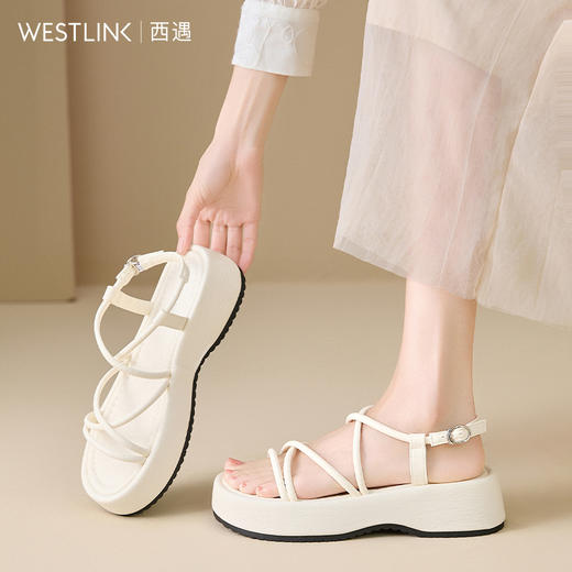 西遇厚底凉鞋女款外穿新款夏季百搭多巴胺小个子增高鞋罗马鞋Y0056872 商品图1