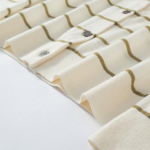 馥迦60支澳洲精纺羊毛小香风条纹开衫 商品图5