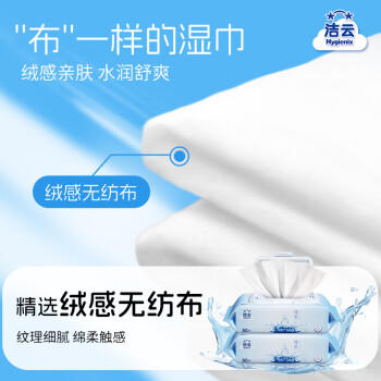 洁云湿巾 EDI纯水湿纸巾80抽*5包 搭配卫生纸 带盖抽纸眼镜清洁 商品图3