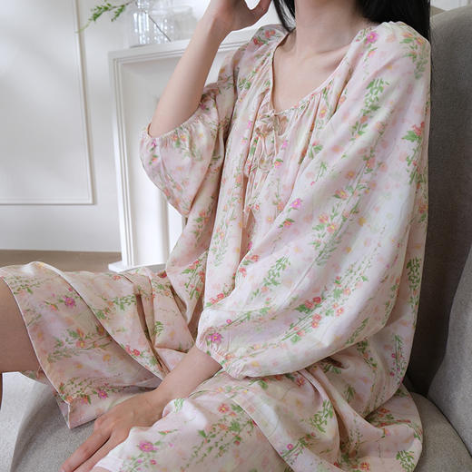 【YW】无忧购棉绸七分袖短裤家居服新中式套头睡衣带内衬KSE 8903 （截单后3-5天发货) 商品图6