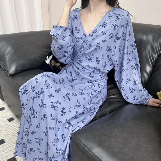 【YW】无忧购【甄选】棉绸绑带长裙可外穿家居服睡裙SFY 2588（截单后3-5天发货) 商品图7