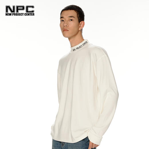 NPC潮牌领口字母LOGO绣花德绒长袖T恤百搭纯色宽松情侣NP28TL21 商品图1