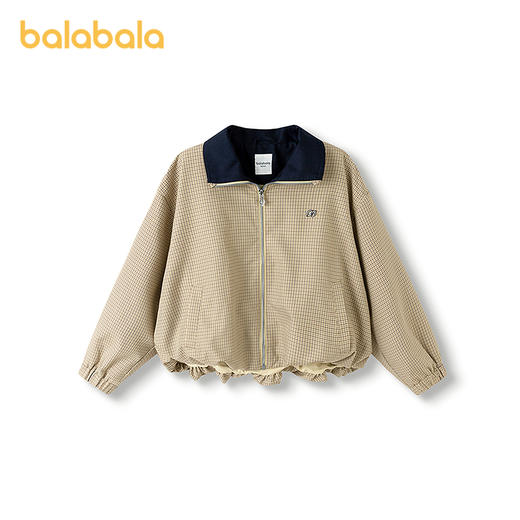 【商场同款】巴拉巴拉女童外套儿童上衣大童2025新款秋装格纹拼接 商品图4