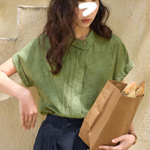 裁缝学苑AS542法式亚麻不对称翻领衬衫纸样女装新款短袖上衣样板图纸 商品图4