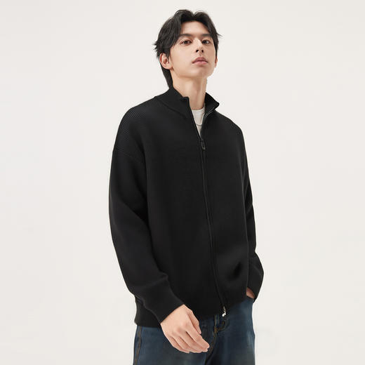 gxg.jeans男装  肌理拼接设计时尚开襟拉链毛衣线衫外套 25秋热卖 商品图1