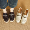 【预售5天】高颜值法式单鞋女深口春秋圆头中跟平底真皮坡跟棕色乐福鞋MLD&AM806 商品缩略图4