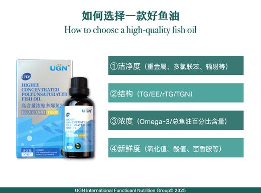 UGN高含量浓缩鱼油/第四代TGN型/去腥液体鱼油/儿童孕妇老年都可用的纯净鱼油（50毫升/瓶） 商品图7