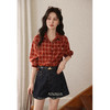 【6折秒杀】鹿向南「红格绮梦」法式复古红色格子衬衫女早秋长袖宽松显瘦上衣 商品缩略图3
